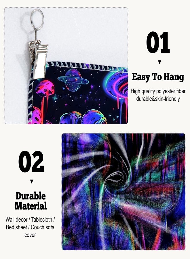 BVBOX Astronaut Space Blacklight Tapestry 79"x59", UV Reactive Astronaut Electronic Piano Universe Galaxy Planet Glow in Dark Music Tapestries, Black Light Neon Upright Poster Wall Hanging Backdrop Decor for Bedroom Living Room - Image 3